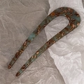 Forcina per capelli a U in acetato marmorizzato verde per eleganti acconciature - 13.5-14cm / Floreale Verde Vintage
