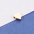 Golden heart-shaped stainless steel bead with smooth mirror finish and 1.8mm hole - 18K Gold