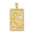 Chinese style dragon pendant in gold plating with sparkling cubic zirconia frame - Style 42 (Gold Rectangular Hollow Mesh Diamond Dragon)