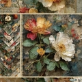 Retro 6x6 inch scrapbook paper set with 12 vintage floral designs on 160gsm cardstock - R2576 24 Sheets
