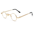 Vintage round steampunk sunglasses with bright gold metal frame and black temple tips - Gold Frame Clear Lens C10