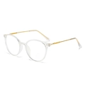 Gafas redondas anti-luz azul color té con patillas finas de metal dorado de moda - Oro Transparente / Sin Graduación Filtro Luz Azul