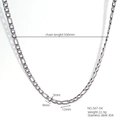 500mm silver-colored 304 stainless steel Figaro chain necklace for men with 5mm width - Figaro Chain (567-04)