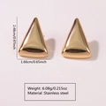 Polished gold stainless steel triangular earrings with detailed size and weight specs - Stainless Steel Minimalist Triangle Studs