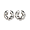 Pendientes de aro en forma de C plateados minimalistas con acabado metálico pulido y liso - Estilo Plateado (JDE2023685-S)
