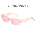 Kleine rechteckige Retro-Sonnenbrille mit transparentem rosa Rahmen und Gläsern - Transparentes Rosa