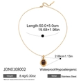 Détail du collier avec pendentif ovale en œil de tigre plaqué or 18K en acier pur - Bordure Vintage Oeil de Tigre Ovale (JDN0108002)