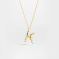 Detail of S925 silver letter K pendant necklace with colorful cubic zirconia stones - Gold Letter K