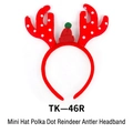 Christmas reindeer antler headband featuring red polka dots and a mini knit hat detail - TK46R Tiny Hat Polka Dot Antlers Red Hat