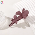 Detail of a matte mauve double butterfly hair clip with professional duckbill design - Double Butterfly Clip - Matte Wine Red