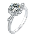 Eleganter 1-Karat-Moissanit-Ring mit Halopetal-Fassung aus S925 Sterlingsilber - US 5.25 / Königin