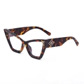Occhiali da sole retrò cat-eye tartarugati con dettagli a stella dorata sulle stanghette - C4-1 Leopardato Anti-Luce Blu
