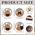 Boho Holz Wanddeko 4er Set mit schwarzer Katze Motiven, 19,5cm Maße und Haken Detail - Y26y90147_q 195 X 195 X 05 Cm 4 Stück