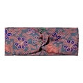Elastic yoga headband featuring grey-blue paisley floral pattern and front knot detail - Grey Blue Batik Dots