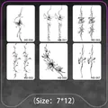 Waterproof herbal butterfly and floral temporary tattoo stickers, 7x12cm black ink designs - Aesthetic Bracelet