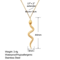 Detail view of gold stainless steel snake necklace with dimensions and specifications - Gold Sea Snake (XL0010)