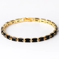 Golden link bracelet with rectangular black gemstones in a minimalist retro style - Black Zircon Gold