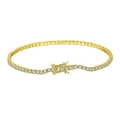 Elegant gold plated s925 sterling silver tennis bracelet with white cubic zirconia stones - 2MM Tennis Chain/White Zircon/14K Gold Plated/16.5CM