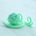 Mint green plush yarn ball cat toy with spiral tail and soft chenille texture - Yarn Ball / Macaron Green