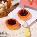 Modèles de tartes aux œufs miniatures en résine pour décor de maison de poupée, taille 2cm - Tarte aux Œufs à Six Perles