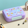 Portapranzo viola a tema spaziale con stampa di unicorno e fibbia verde - 900ml (Con cucchiaio in acciaio 304) / Viola (Tema Spazio)