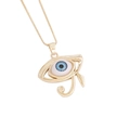 Détail du pendentif Œil d'Horus plaqué or 18 carats avec pupille bleue sur chaîne box - Style Oeil d'Horus (7#)