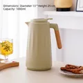 Green Nordic thermal carafe with wooden handle, 1L capacity with matte vertical stripes - Plain Style / 032 Light Green