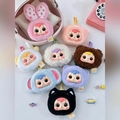 Close-up of colorful plush doll pendants featuring cute rabbits and bears in soft fabric - 5001 Mini Animal Series / Random One