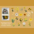 Floral scrapbooking stickers in box featuring 20 sunflower and daisy designs, 40 pieces - Golden Flowers
