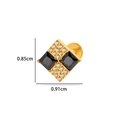 Gold titanium diamond rhombic stud earring with black gems, measuring 0.85 by 0.91cm - 5# Geometric Square Design (Gold)