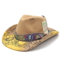 Gradient western cowboy hat with camel felt crown and yellow sunflower pattern brim - M (56-58cm) / Sunflower Horseshoe Vintage Pattern (Camel 2) / Camel 2