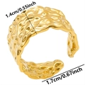 Detailed view of adjustable golden ring with 1.4cm width and hammered metal texture - Gold