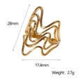 Detail showing irregular gold wavy ring dimensions including 28mm height and 17.4mm width - Gold