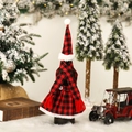 Christmas buffalo plaid wine bottle set with red and black checkered skirt, hat and scarf - Red and Black Plaid Skirt Style (G-JT20)