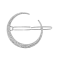 Sparkling silver crescent moon hair clip with densely inlaid white rhinestones for women - Bright Silver Moon