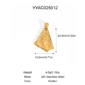 Pendentif croix en acier inoxydable 304 doré avec gravure d'étoile vintage - Style à Motif Irrégulier (YYAC025012)