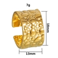 Golden textured geometric stainless steel wide open ring with hammered finish detail - Adjustable Open / Gold