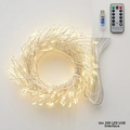 Catena luminosa 6m 200 LED bianco caldo con USB e telecomando remoto - USB-A / Filo d'argento
