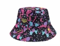 Reversible bucket hat featuring 90s vintage geometric print in pink and yellow - One Size (54-58cm) / Black 2