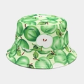 Unisex bucket hat with all-over green apple print on light green fabric finish - M / Green Apple
