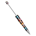 Customizable beaded ballpoint pen featuring a vibrant Mexican Day of the Dead skeleton pattern - Skull Theme No.1 (130)