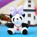 Cute panda plush toy charm featuring a purple bow and pink sequin necklace detail - Bowtie Panda / Purple / 12cm