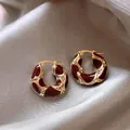 Boucles d'oreilles créoles vintage motif léopard dorées avec cristaux étincelants - Style Boucle d'Oreille Motif Rouge Foncé Or