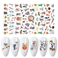 Halloween nail stickers F684 featuring pumpkins ghosts and bat designs for festive manicures - Self-adhesive F-684 (Unpackaged)