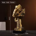 Nordic resin thinker statue in antique gold finish with dimensions 33x12.5x11.5cm - Hear No Evil / Antique Bronze