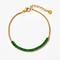 Adjustable gold plated bracelet featuring square cut emerald green zircons and lobster clasp - Gold Emerald Zirconia (SBK026)