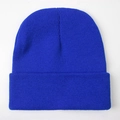 Detail of royal blue knitted beanie showing high-quality yarn texture and classic cuff design - One Size / Blue