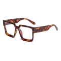 Retro tortoise shell square frame sunglasses with transparent lenses for classic style - Milky Tea Tortoise Anti-blue Light