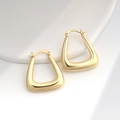 Minimalist U-shaped hoop earrings in 18K gold finish with a polished mirror texture - Gold
