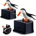 Smart penguin toothpick holder dispenser in black and white with push mechanism - Penguin Style - White Belly Black Wings